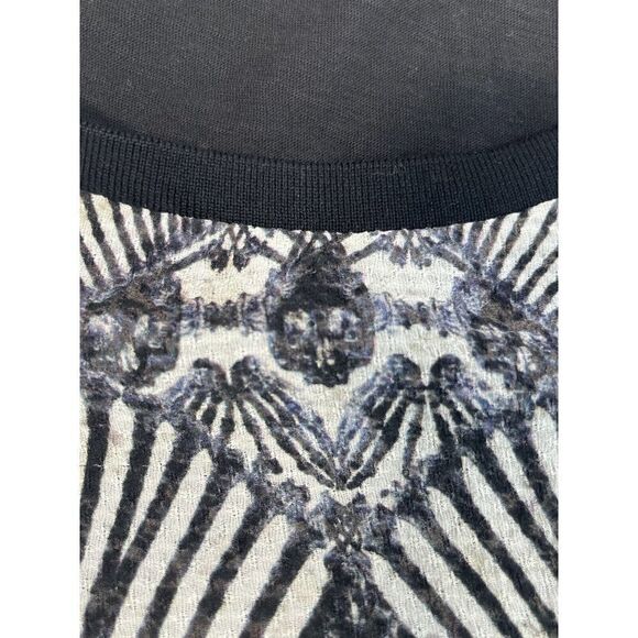 The Kooples Skull Bones Black Aztec Ilkat Blouse Top Short Sleeve Medium Silk - Picture 12 of 13